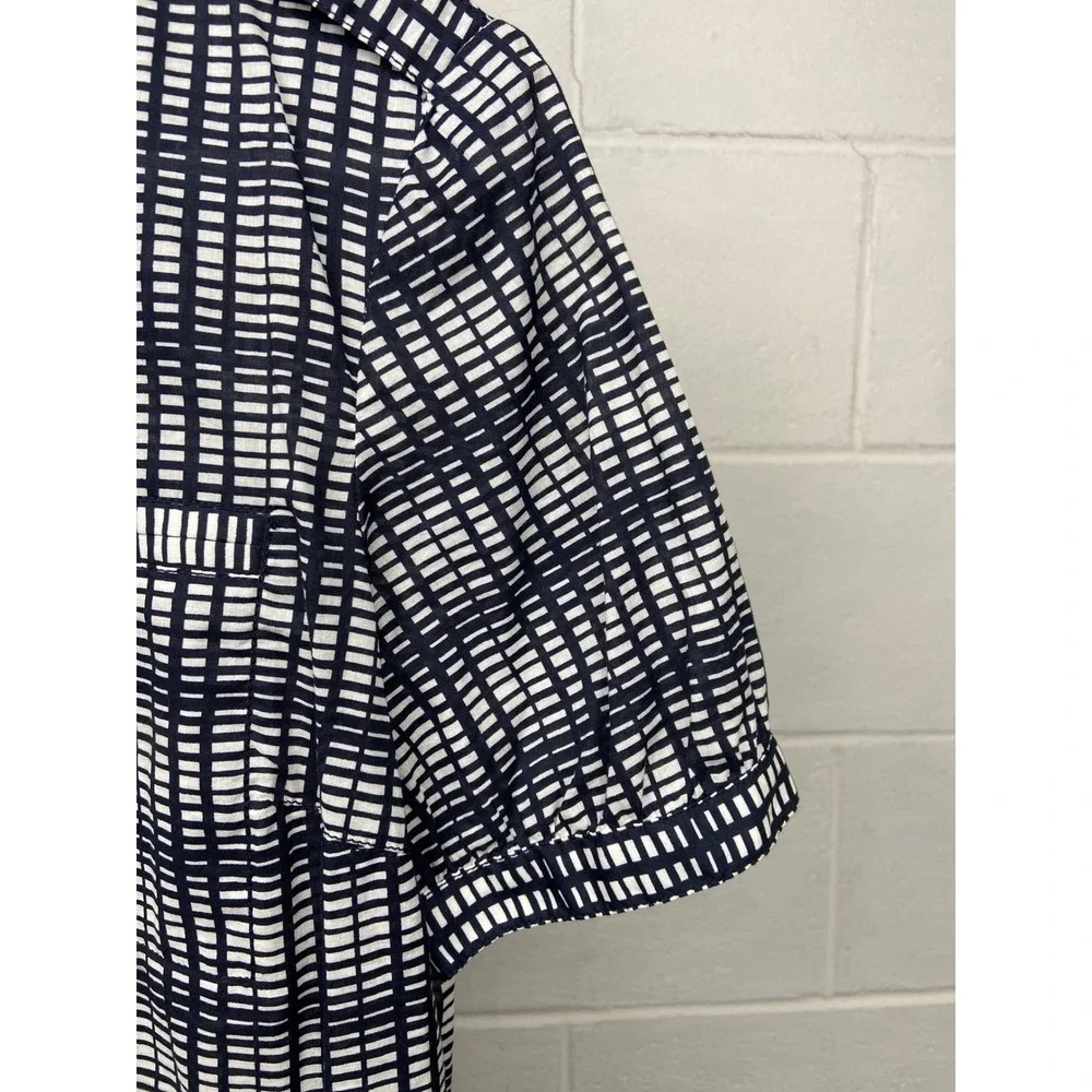 Tory Burch Button-Up Top Plaid Print‎ Short Sleeve Blouse Size 6